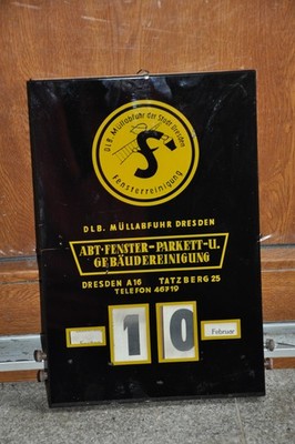 Altes Reklameschild/Drehkalender DDR,DLB Müllabfuhr Der Stadt Dresden/Sachsen