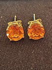 Vintage 14k.Yellow Gold Citrine  Prong Set Stud Earrings — photo 6