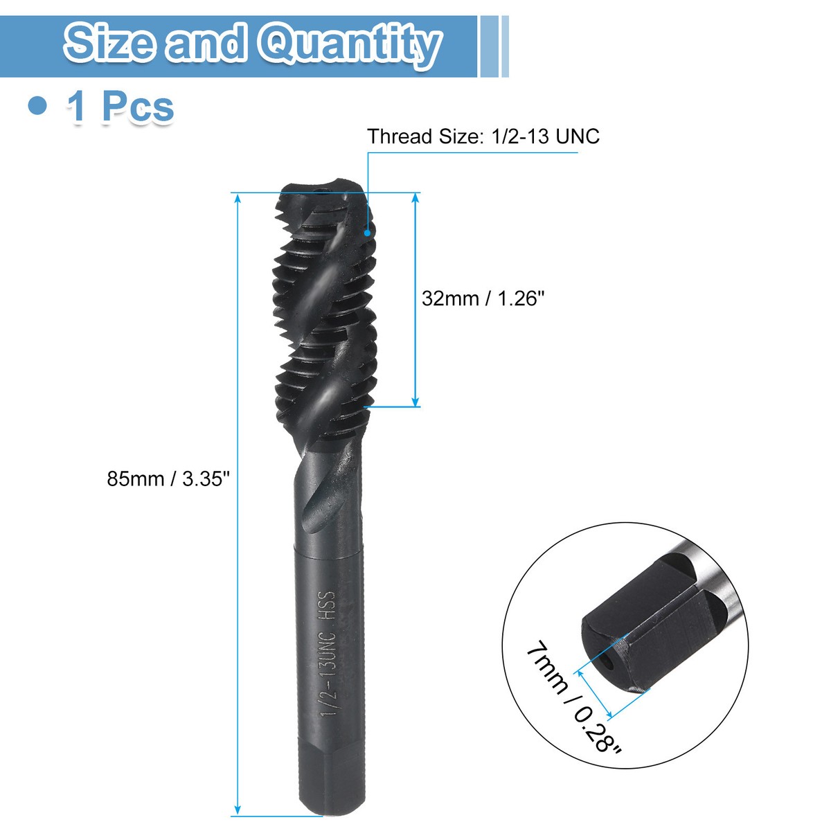 Uxcell 4pcs 8-32 UNC B2 Spiral Point Thread Tap, Screw Tap Threading