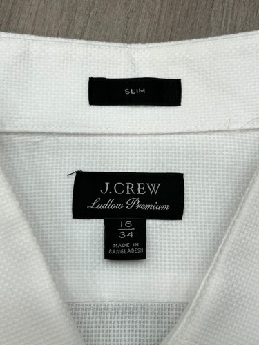 J.Crew Ludlow Premium Mens White Slim Preppy Button Up Dress Shirt Size 16/34 - Picture 3 of 7