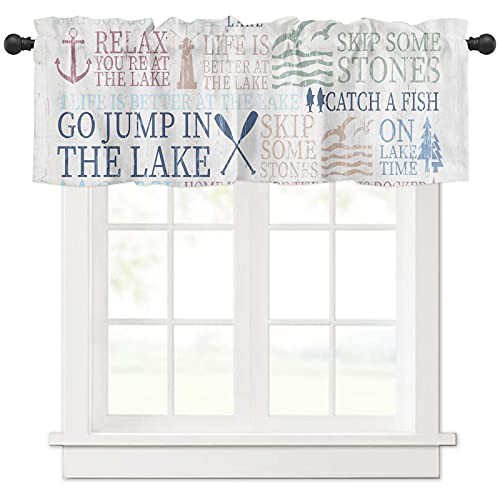 Curtain Valances for Windows Living Room, Lake Life Curtain Toppers and