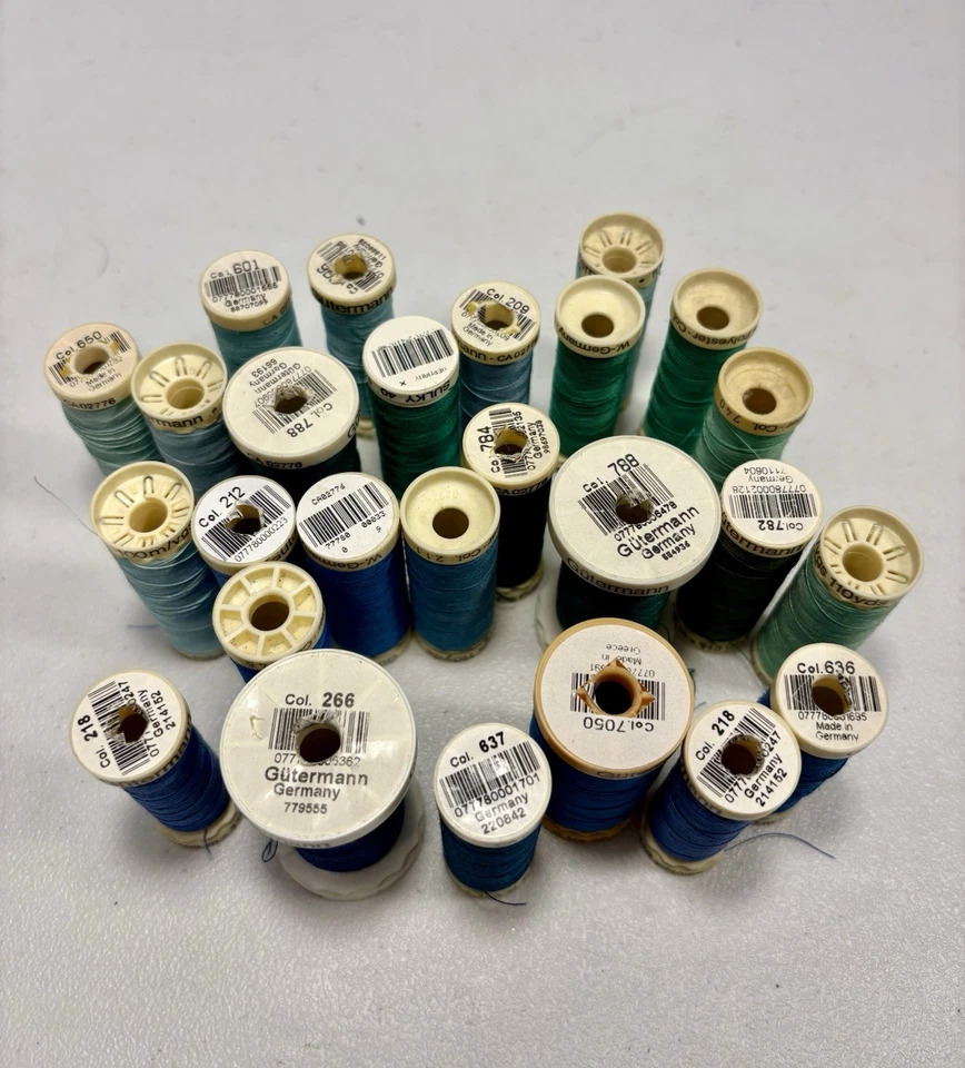26 GUTERMANN 100% polyester Sew-All Thread Mixed Lot Green & Blue - Image 2 of 2
