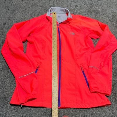 The North Face Womens Neon Orange Purple Full Zip Running Jacket Windbreaker S