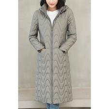Women Loose Hooded Cotton Padded Winter Jacket - Green