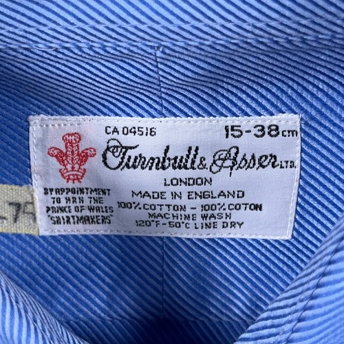 Turnbull &d Asser Shirt Mens Size 15 / 38 Cotton Blue Striped French Cuff - Picture 3 of 10