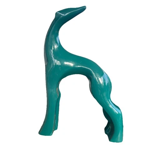 Vintage Haeger Pottery Turquoise Jade Green Whippet Greyhound Figure Statue 1990