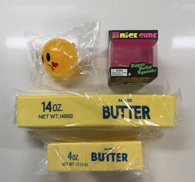 NeeDoh Nice Cube Super Solid Squish pink + 2 Butter & one sticky splat