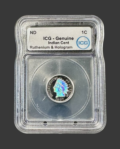 1907 Genuine Indian Head Cent Penny Ruthenium & Hologram ICG - Picture 1 of 2