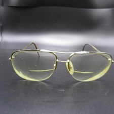 Vintage Gold Tone Aviator Style Eyeglass Frames Clear Yellow Lenses Unisex