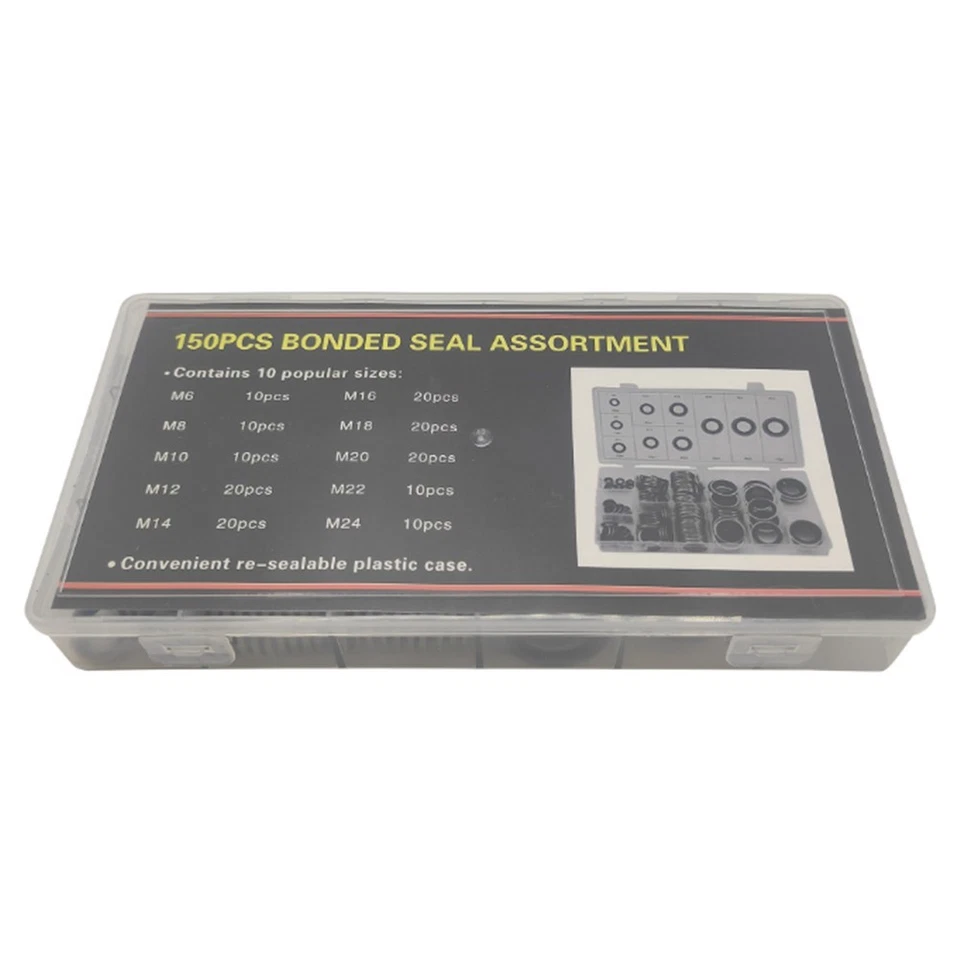 150x 10 Sizes Car Seal Washer Assortment Kit Washer Repair Tool Universal Tools Foto 3 de 4