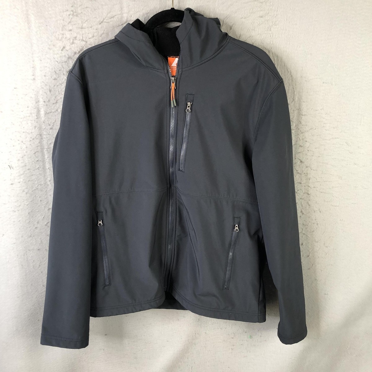 Ozark Trail Jacket Mens Medium Gray Softshell Hooded Full Zip 