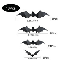 Halloween Bats Decorations,3D Pvc Bat on the Wall,Black Bats Wall Stickers,Hallo