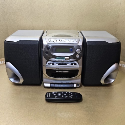 Philips Bookshelf Stereo CD Player Tape Recorder AM/FM Radio Retro 1999 - Picture 2 of 24