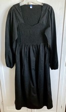 Excellent, Old Navy Black Midi Smocked Small Petite Long Sleeve Dress Boho