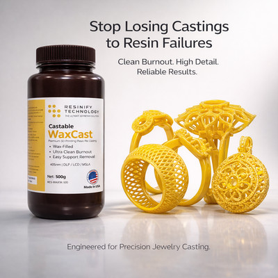 3D Printing Wax Resin for Jewelry - Clean Burnout 1400°F | Zero Ash | Detailed