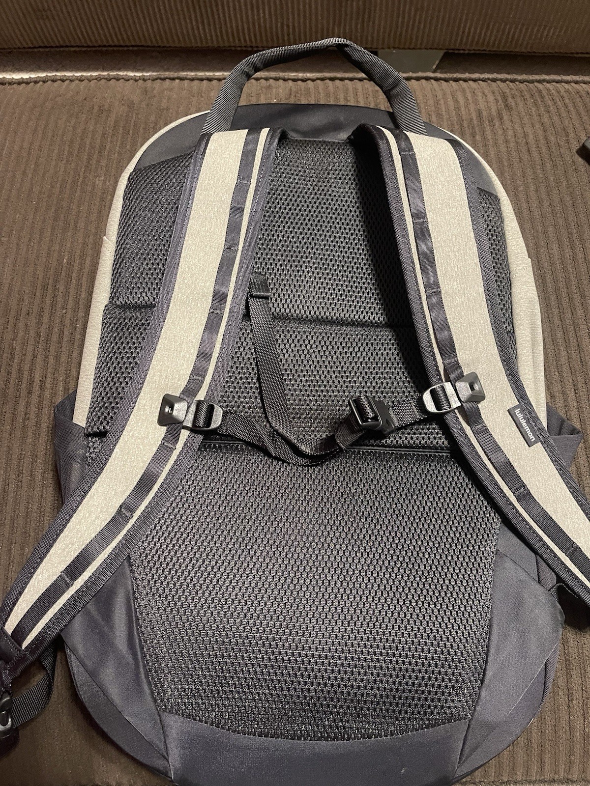 NWT Lululemon Double Zip Backpack 22L  Grey And Black Laptop Bag image 4