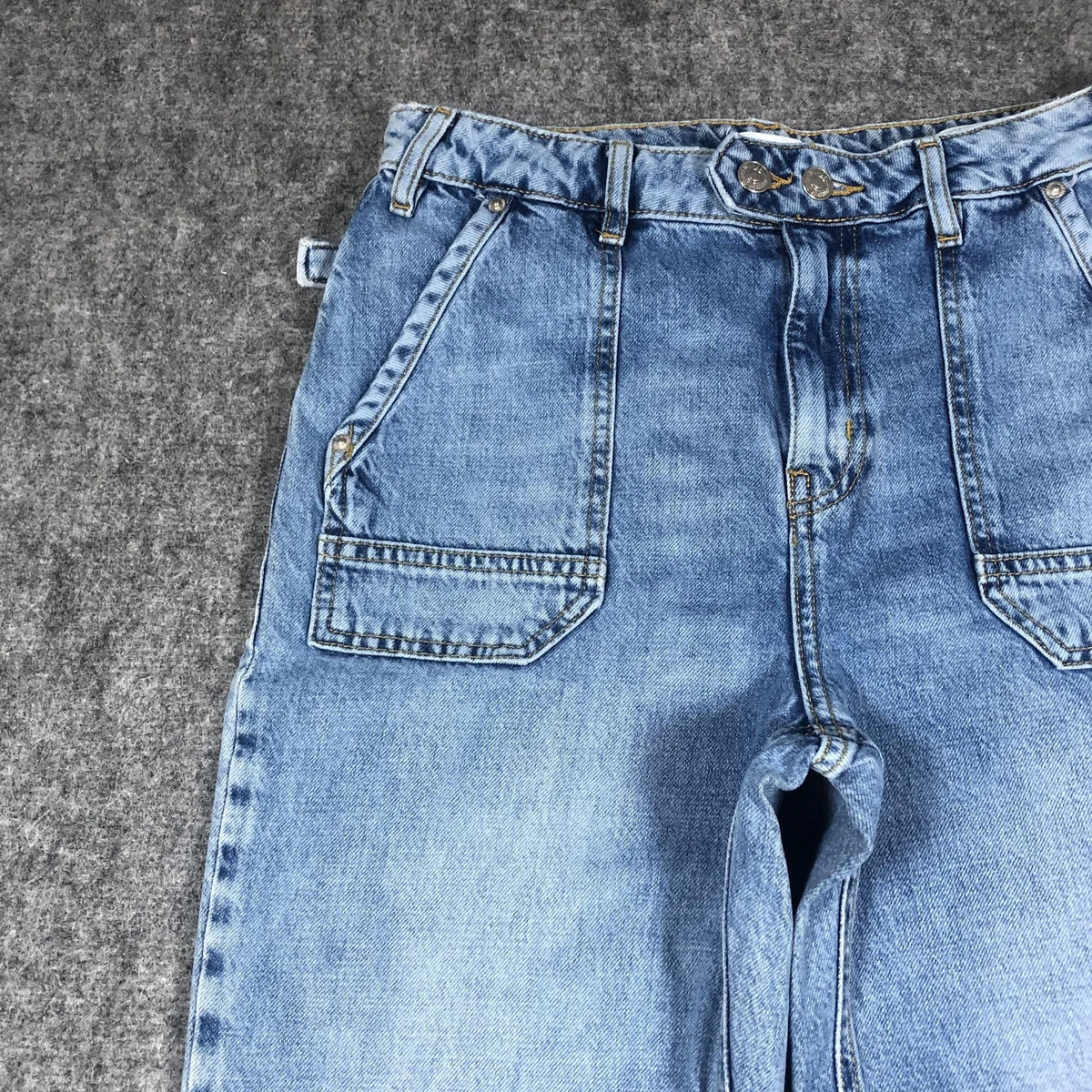 Pantalones de mezclilla rectos recortados Forever 21 premium para mujer 28 lavado claro tiro alto