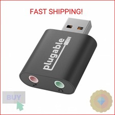 Plugable USB Audio Adapter with 3.5mm Speaker-Headphone and Microphone Jack, Add