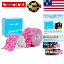 PRO Kinesiology Tape - 2in x 16ft Free Cut, Pink+White, Latex-Free Support 2.34 per gallon