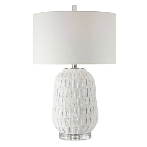 UTTERMOST 28283-1 CAELINA TEXTURED AGED WHITE CERAMIC TABLE LAMP MODERN LIGHTING - Picture 7 of 7