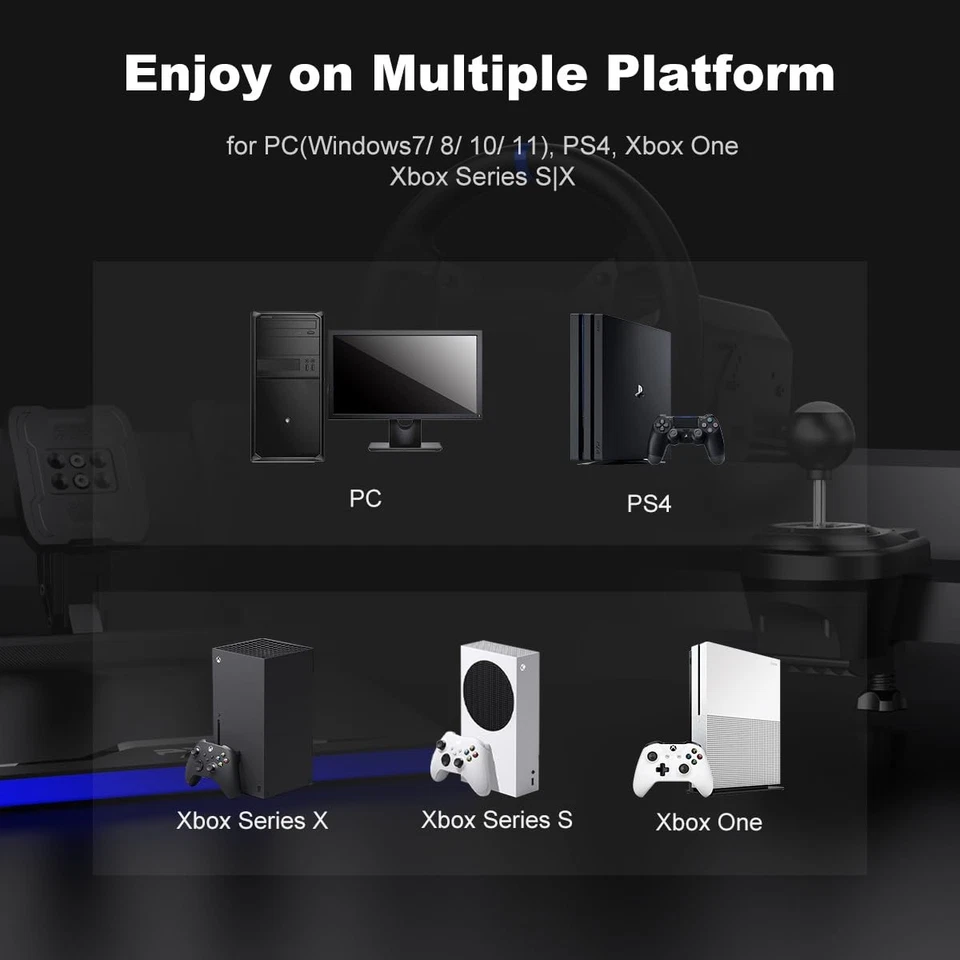 PXN V99 Driving Force Steering Wheel, 3.2Nm Dual-Motor Feedback Base,...  - Image 3 of 4