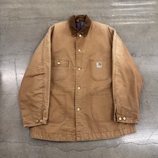 Vtg Carhartt Blanket Lined Chore Barn Coat 50 Brown Canvas 6BLC USA 80s