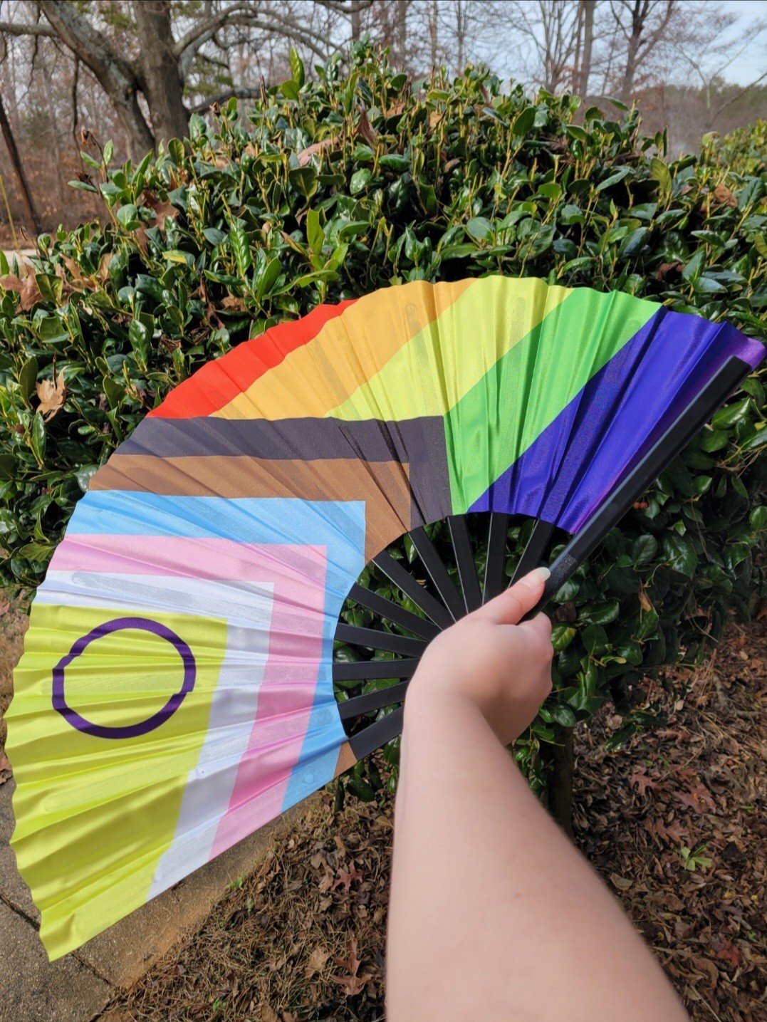 Inclusive Progress Rainbow Pride Flag Hand Fan, L… - image 1
