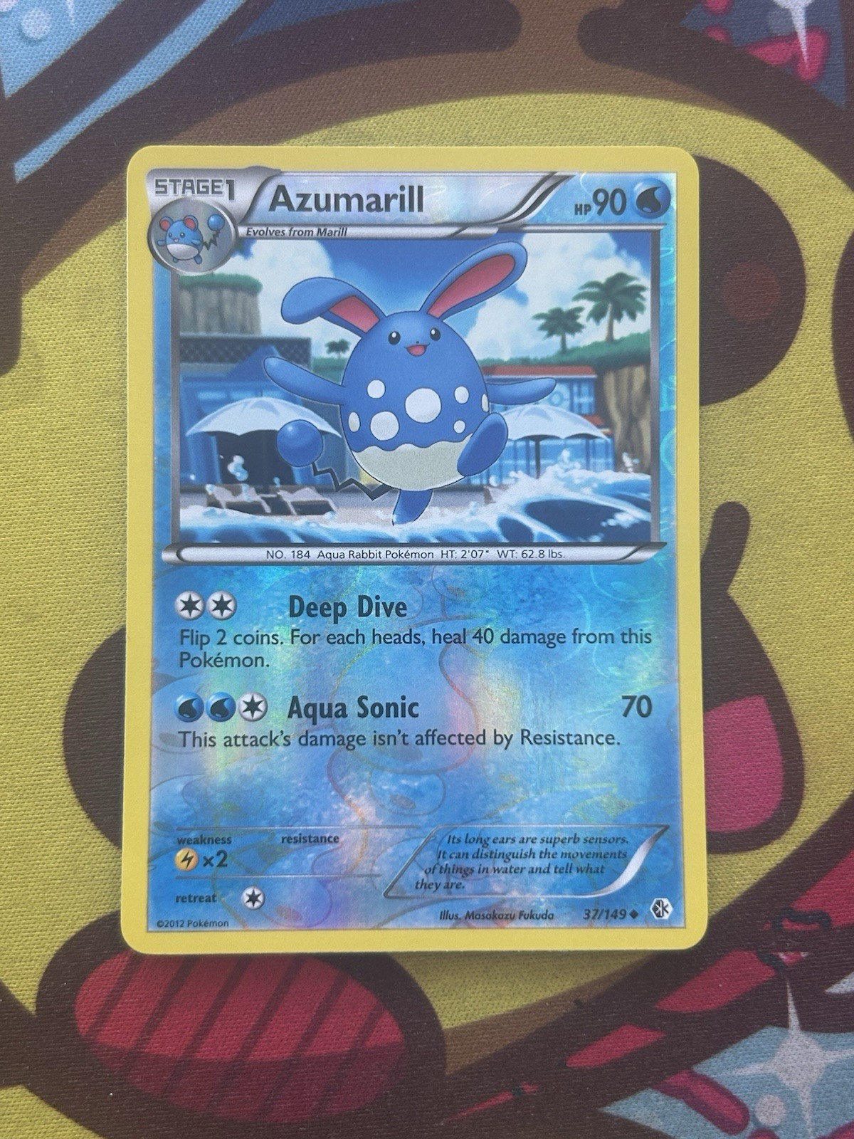 Pokemon Azumarill 37/149 - BW Boundaries Crossed - Reverse Holo - Excellent