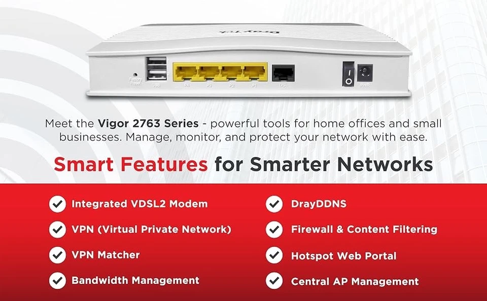 DrayTek Vigor 2763ac Wireless Router - Ideal For a Small Business - Brand New - Image 2 of 4