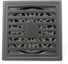4 Inch Square Shower Floor Drain with Removable Grid Grate Cover, SUS 201 Stainl