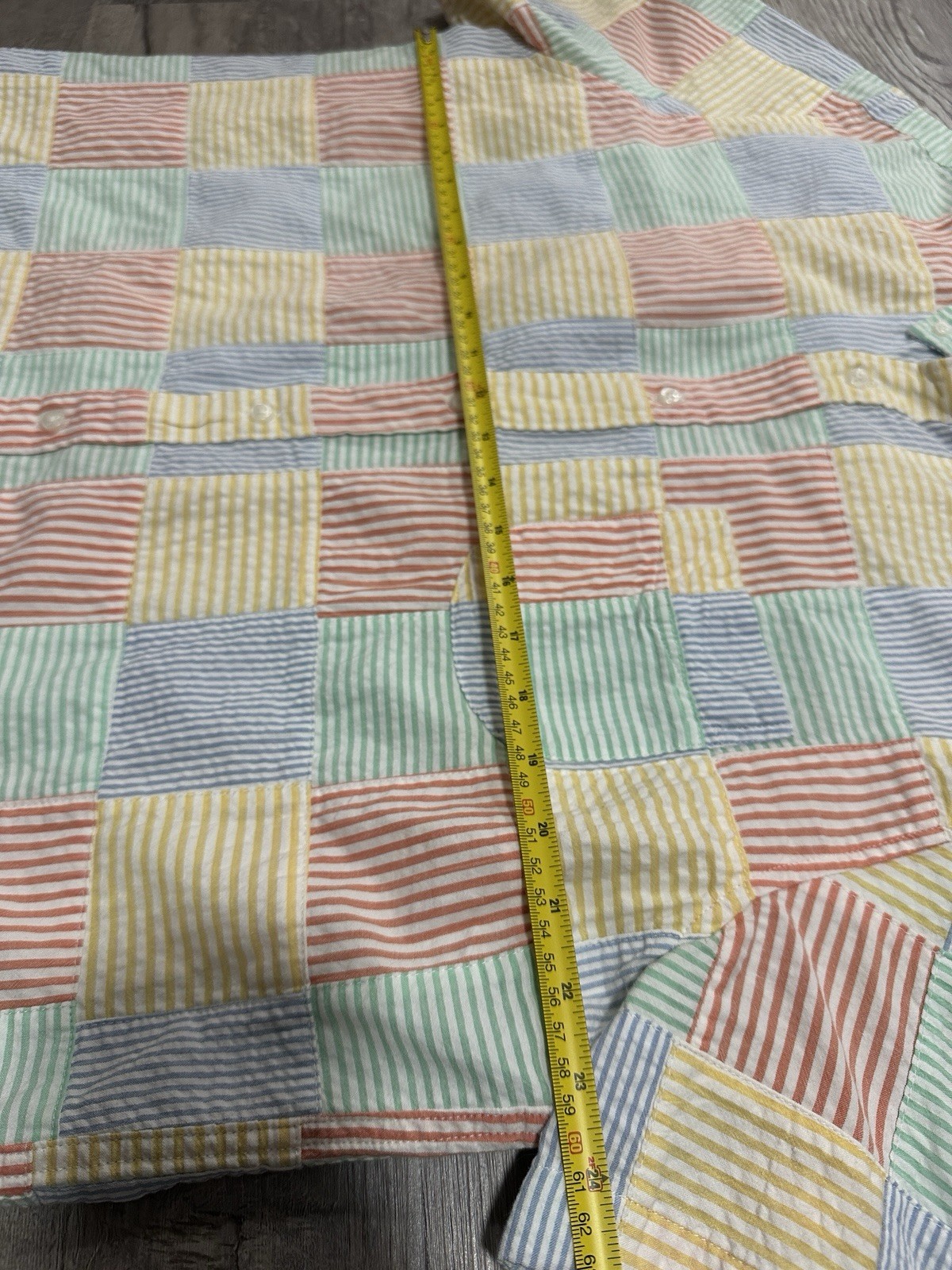 Mens  J Crew Seersucker Patchwork button shirt pl… - image 4