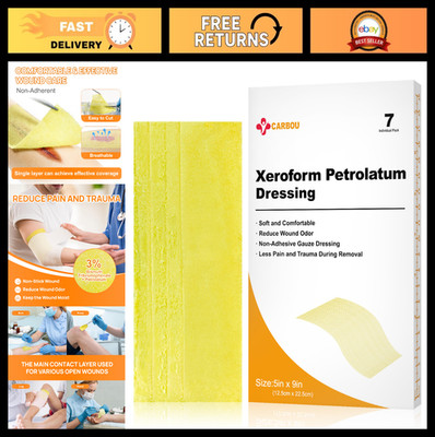 7 Pack Non-Stick Petrolatum Dressings 5''x9'' - Soft Gauze Pads for Wound Care, Bu