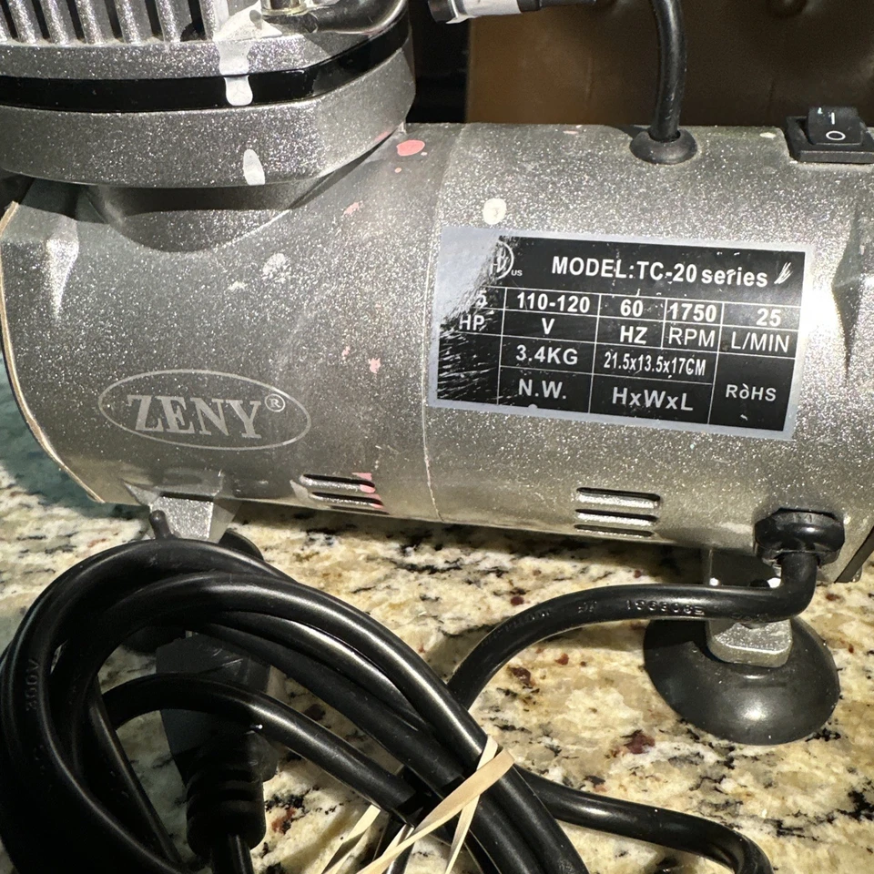 Zeny TC-20B 220V 23-25 L/ min 1/5Hp Small Airbrush Compressor Small Vacuum Pump - Image 3 of 4