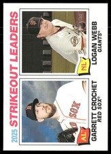 2026 Topps Heritage #6 2025 Strikeout Leaders (Logan Webb / Garrett Crochet)