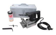 PORTER CABLE TOOLS PLATE JOINER 555 w/ GUIDE PLATE, WRENCH  METAL CASE