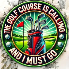 Golf Course Calling Clubs Flagstick Aluminum Poster