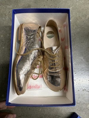 Boboli Girls Metallic Gold Oxford Shoes Size EU 33 US 2 Youth Lace Up