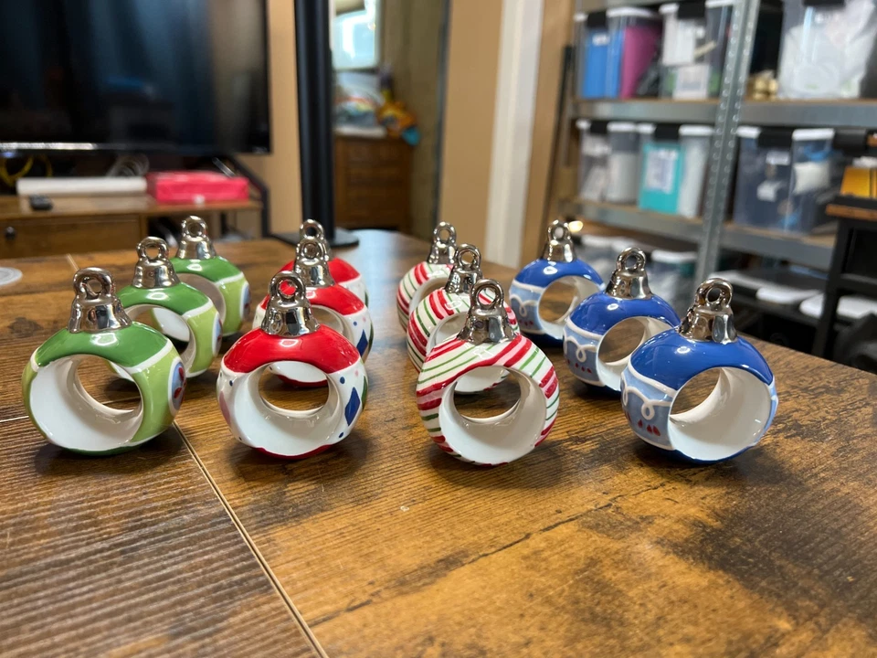 Juego de 12 servilleteros adornos navideños de porcelana vintage 2003, en muy buen estado Foto 2 de 4