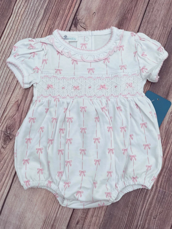 Новый с Ярлыками Magnolia Baby белый розовый Пима хлопок бант со сборками пузырь 3 месяцев 3M девочек - Изображение 3 из 3