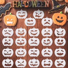 24 Pieces Halloween Pumpkin Faces Stencil Plastic Drawing Templates Pumpkin