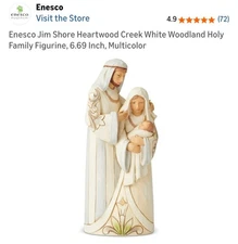 Enesco Jim Shore Heartwood Creek White Woodland Holy Family Figurine-NEW IN OGBX