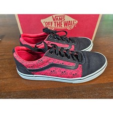Vans Ward Sneakers 6 Youth Red Black Skull Cr...