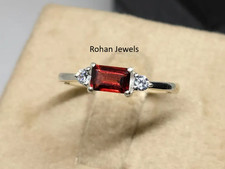 Natural Garnet Silver Ring 925 Sterling Silver January Red Birthstone Ring
