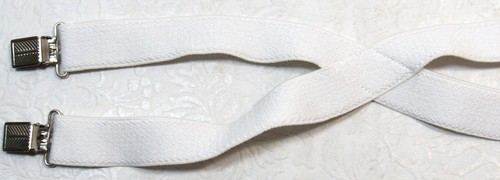 Vintage 1980s Girl's Suspenders Elastic White Adjustable