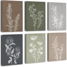 Drsoum Botanical Wall Art Framed Boho Wall Art Decor Wooded Minimalist Vintage P