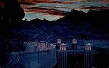 Nevada Hoover Dam World's highest engineering stats ~ 1950s-60s postcard sku849