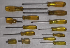 (14) Proto Screwdriver Lot Yellow Handle Phillips Slotted Stubby Vintage USA