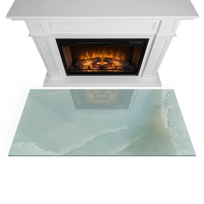 Kamin Schutzplatte aus gehärtetem Sicherheitsglas Zarte Marmoroptik 120 x 60 cm
