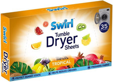 Tumble Dryer Sheets with Long Lasting Tropical Fragrance, 35 Big Sheets | Elimin