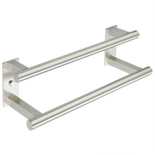 Brushed Stainless Steel Double Towel Rail Wall Mounted 400mm